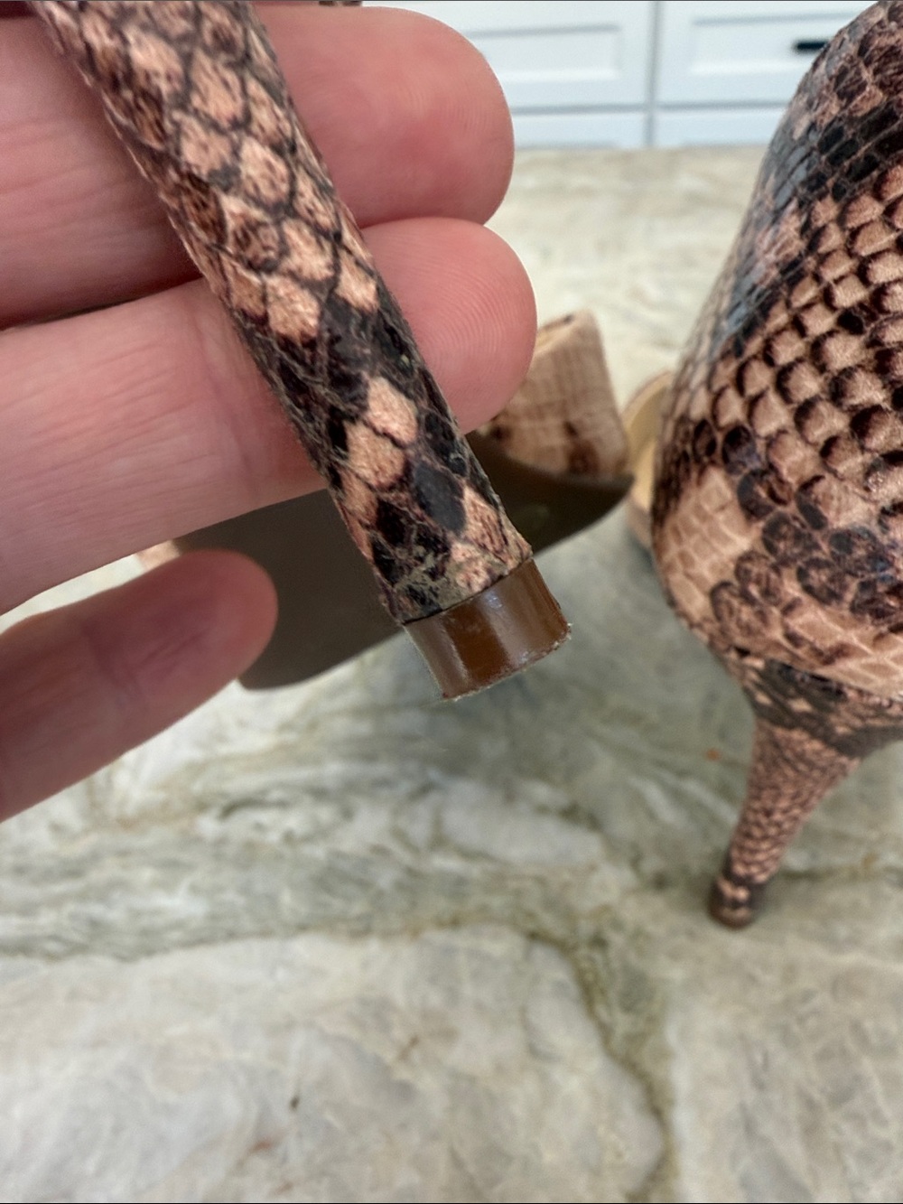 Jessica Simpson Brown Beige Snake-Print Pointed Toe Stiletto Heels 9.5 - Picture 8 of 8